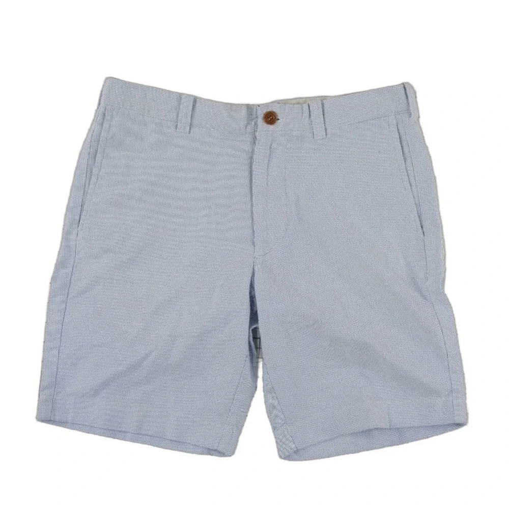 J.Crew Sunwashed Oxford Shorts Men's Size 31 Blue White Micro Stripe 100% Cotton